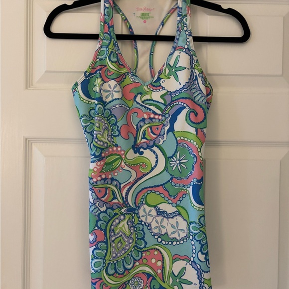 Lilly Pulitzer Blue and Green LUXLETIC wear tank top - Picture 1 of 1
